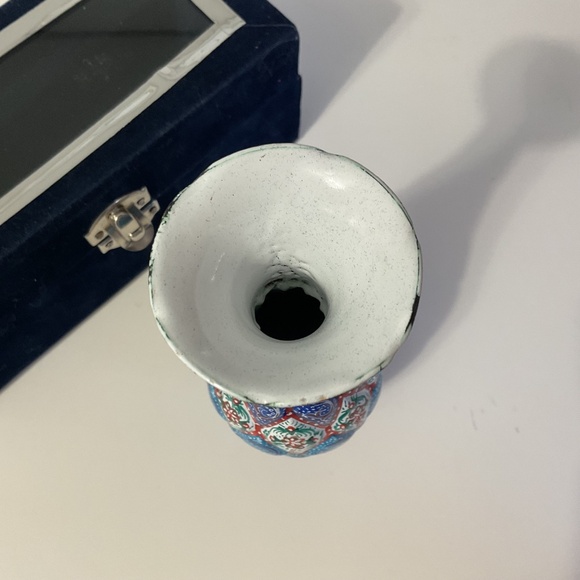 Persian Minakari Enamel Decor Hand-Painted Copper Vase - Picture 4 of 8